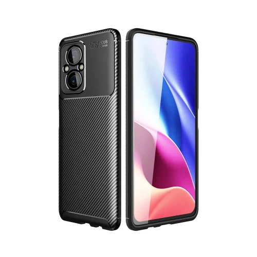 Mey İthalat®  Xiaomi Poco M5 Kılıf Auto Focus Karbon Kapak - Siyah