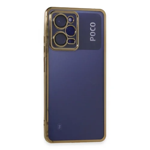 Mey İthalat®  Xiaomi Poco X5 Pro 5G Kılıf  Lensli Silikon - Gold
