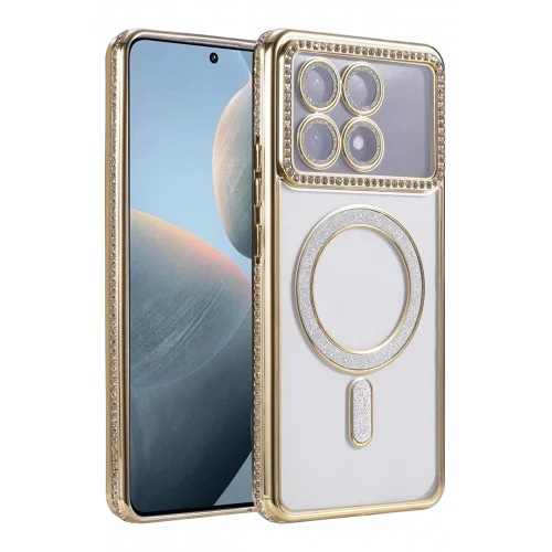 Mey İthalat®  Xiaomi Poco X6 Pro Joke Simli Magneticsafe Kılıf - Gold