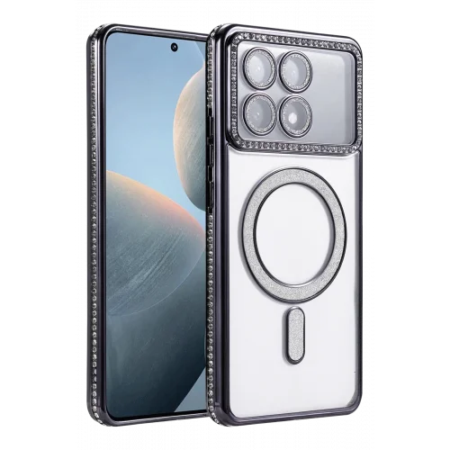 Mey İthalat®  Xiaomi Poco X6 Pro Joke Simli Magneticsafe Kılıf - Siyah