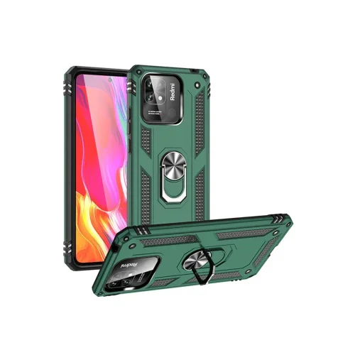 Mey İthalat®  Xiaomi Redmi 10C Kılıf Sofya Yüzüklü Silikon Kapak - Yeşil