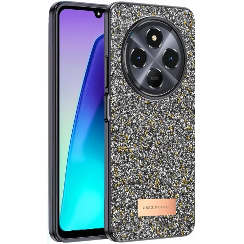 Mey İthalat®  Xiaomi Redmi 14C Bright Simli Kapak - Gümüş