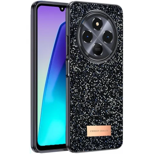 Mey İthalat®  Xiaomi Redmi 14C Bright Simli Kapak - Siyah