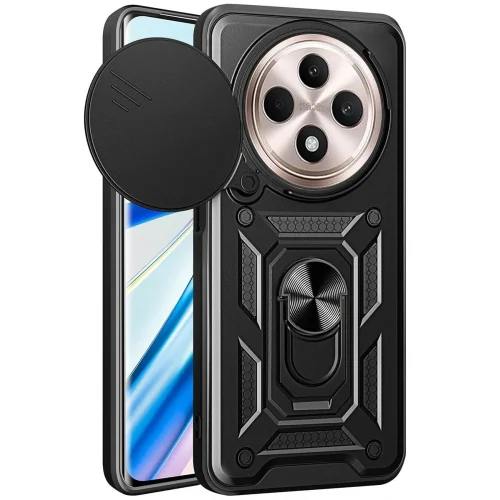 Mey İthalat®  Xiaomi Redmi 14C Kılıf Pars Lens Yüzüklü Silikon - Siyah