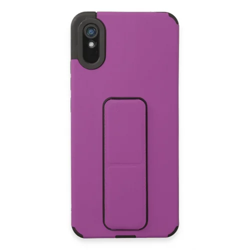 Mey İthalat®  Xiaomi Redmi 9A Kılıf Mega Standlı Silikon - Mor