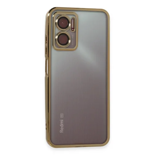 Mey İthalat®  Xiaomi Redmi Note 11E Kılıf  Lensli Silikon - Gold