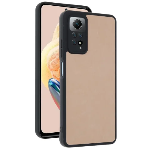 Mey İthalat®  Xiaomi Redmi Note 12 Pro 4G Kılıf Aras Deri Kapak - Pudra