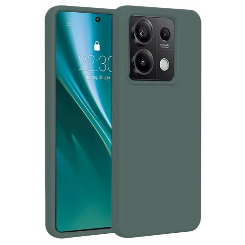 Mey İthalat®  Xiaomi Redmi Note 13 Pro 4G Kılıf First Silikon - Koyu Yeşil