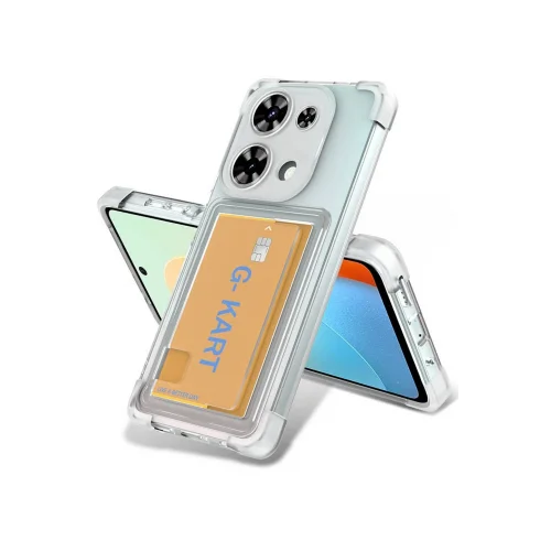 Mey İthalat®  Xiaomi Redmi Note 13 Pro 4G Kılıf Kart Şeffaf Silikon - Şeffaf