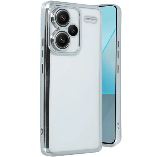 Mey İthalat®  Xiaomi Redmi Note 13 Pro Plus Kılıf  Lensli Silikon - Gümüş