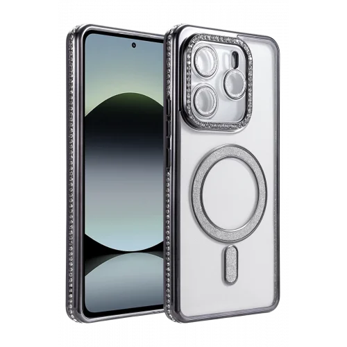 Mey İthalat®  Xiaomi Redmi Note 14 4G Joke Simli Magneticsafe Kılıf - Siyah