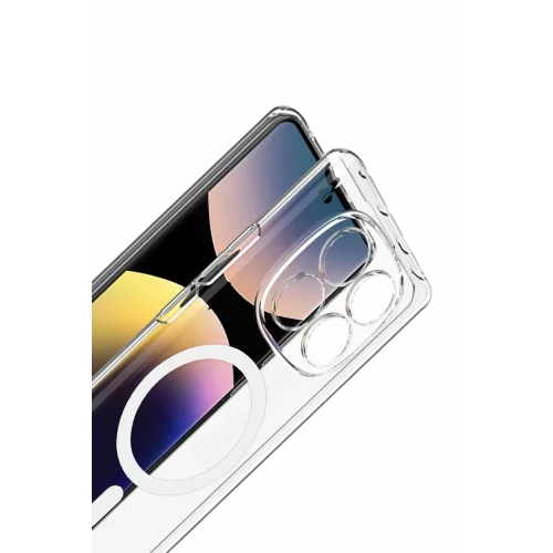 Mey İthalat®  Xiaomi Redmi Note 14 Pro 4G Combo Sert Şeffaf Magsafe Kapak - Şeffaf