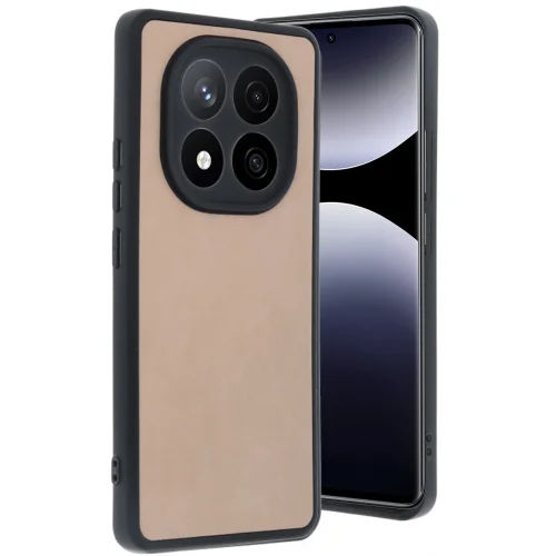Mey İthalat®  Xiaomi Redmi Note 14 Pro 5G Kılıf Aras Deri Kapak - Pudra