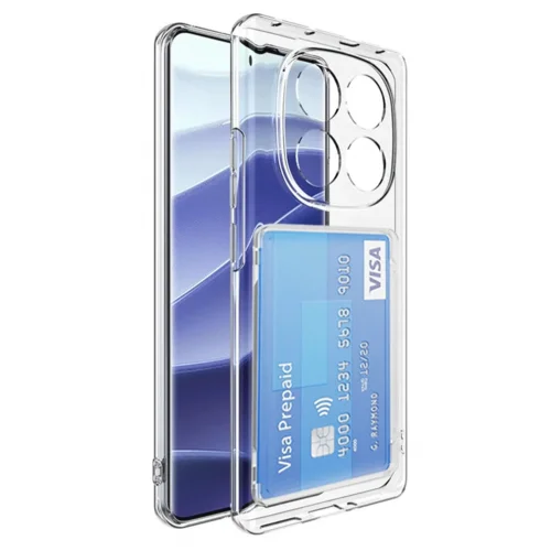 Mey İthalat®  Xiaomi Redmi Note 14 Pro Plus Kılıf Kart Şeffaf Silikon - Şeffaf
