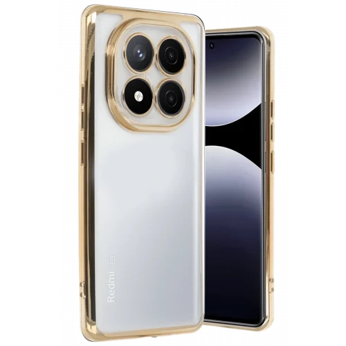 Mey İthalat®  Xiaomi Redmi Note 14 Pro Plus Kılıf  Lensli Silikon - Gold