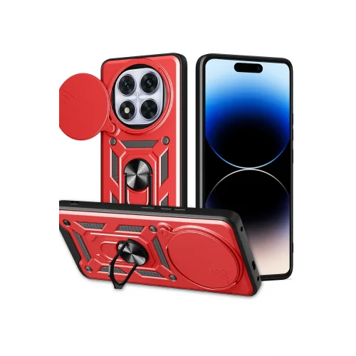 Mey İthalat®  Xiaomi Redmi Note 14 Pro Plus Kılıf Pars Lens Yüzüklü Silikon - Kırmızı
