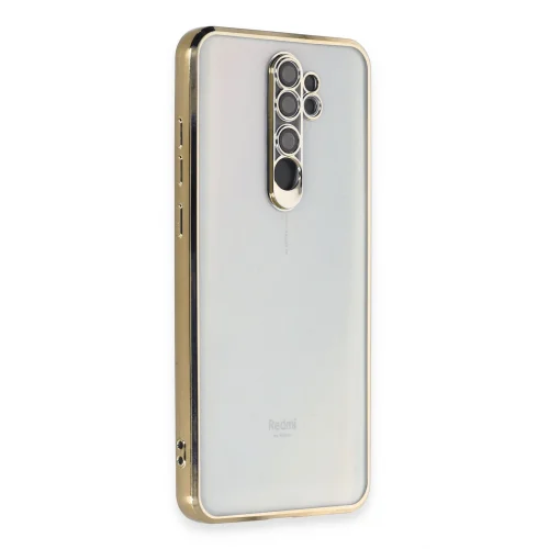 Mey İthalat®  Xiaomi Redmi Note 8 Pro Kılıf  Lensli Silikon - Gold