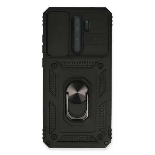 Mey İthalat®  Xiaomi Redmi Note 8 Pro Kılıf Pars Lens Yüzüklü Silikon - Siyah