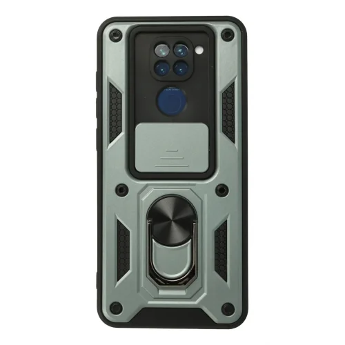 Mey İthalat®  Xiaomi Redmi Note 9 Kılıf Pars Lens Yüzüklü Silikon - Yeşil