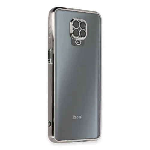 Mey İthalat®  Xiaomi Redmi Note 9 Pro Kılıf  Lensli Silikon - Gümüş