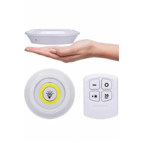 Mey İthalat® Yapışkanlı 3lü Spot Led Işık Lamba Montajsız Pilli Uzaktan Kumandalı