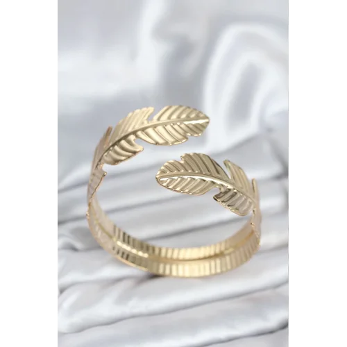 Mey İthalat® Yaprak Model Gold Renk Kadın Bileklik