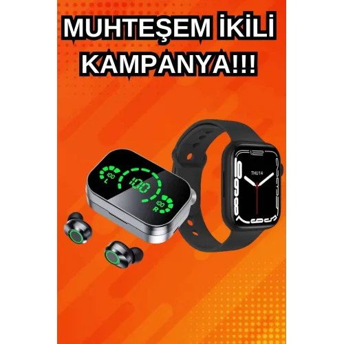 Mey İthalat® Yeni Nesil Akıllı Saat ve Ucuz Kaliteli Bluetooth Kablosuz Kulaklık Amoled Ekran