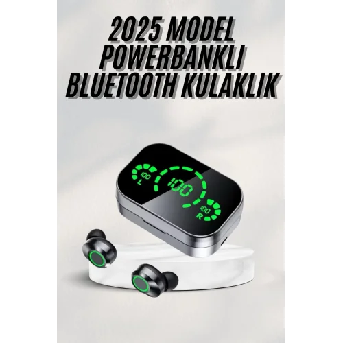 Mey İthalat® Yeni Nesil Bluetooth Kulaklık Çağrı Cevaplayabilen Dijital Göstergeli Powerbankli