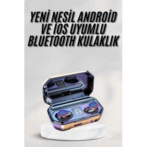Mey İthalat® Yeni Nesil Bluetooth Kulaklık Uzun Pil Ömrü El Fenerli Dijital Şarj Göstergeli