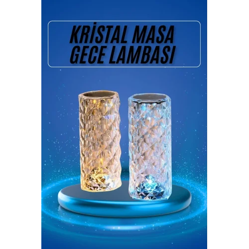 Mey İthalat® Yeni Nesil Modern Kristal Masa ve Gece Lambası Dokunmatik Renk Değiştirebilen
