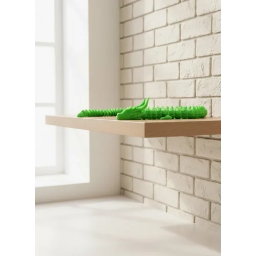 Mey İthalat® Yeşil Hareketli Ejderha Figürü Esnek Gövdeli Fantastik Dekor 60 cm