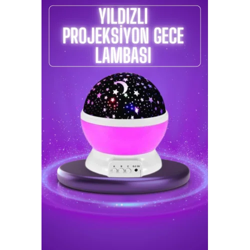 Mey İthalat® Yıldız Görünümlü Gece Lambası Renkli Masa Lambası Gökyüzü Projeksiyon