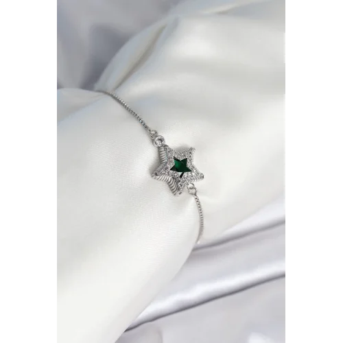 Mey İthalat® Yıldız Model Asansörlü Gümüş Renk Kadın Bileklik