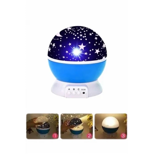 Mey İthalat® Yıldızlı Gece Lambası Mor Projeksiyon Görünümlü Masa Lambası Renk Değiştirebilen