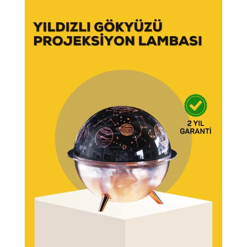 Mey İthalat® Yıldızlı Gökyüzü Efektli Uzay Temalı Nemlendirici Lamba