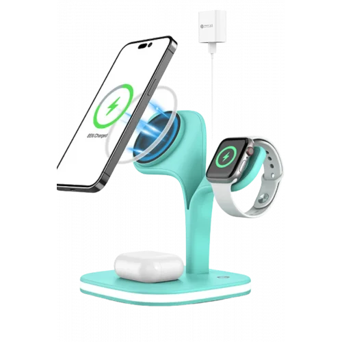 Mey İthalat®  YM-UD22 Kablosuz Şarj Masaüstü Set - Yeşil