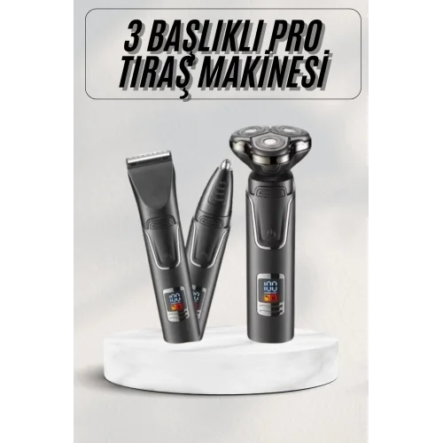 Mey İthalat® Yüksek Performanslı 3 Başlıklı Profesyonel Şarjlı Islak ve Kuru Kullanıma Uygun