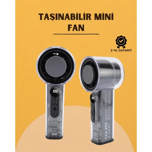 Mey İthalat® Yüksek Verimli Soğutmalı El Fanı | 100 Seviye Hız Kontrolü | 6 Saat Pil Ömrü