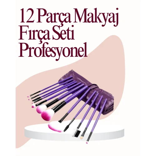 Mey İthalat® Yumuşak Fiber Kıllardan Oluşan 12li Makyaj Fırçası Seti Göz Farı Allık ve Kontür İçin
