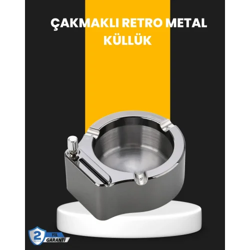 Mey İthalat® Yuvarlak Çakmaklı Küllük Dayanıklı Metal Yapı