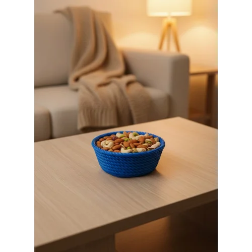 Mey İthalat® Yuvarlak Çerezlik Lacivert Şık Tasarım ve Kompakt Boyut