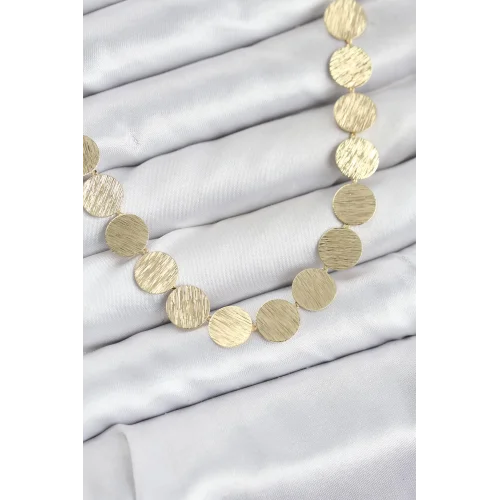 Mey İthalat® Yuvarlak Plaka Model Gold Renk Kadın Kolye