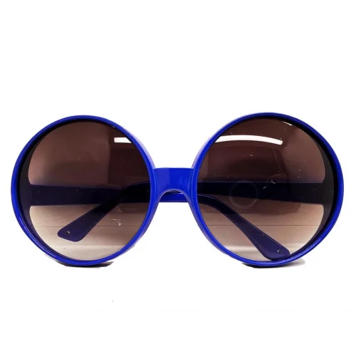 Mey İthalat® Yuvarlak Yeşilçam 80 li 90 lı Yıllar Parti Gözlüğü Retro Mavi Renk