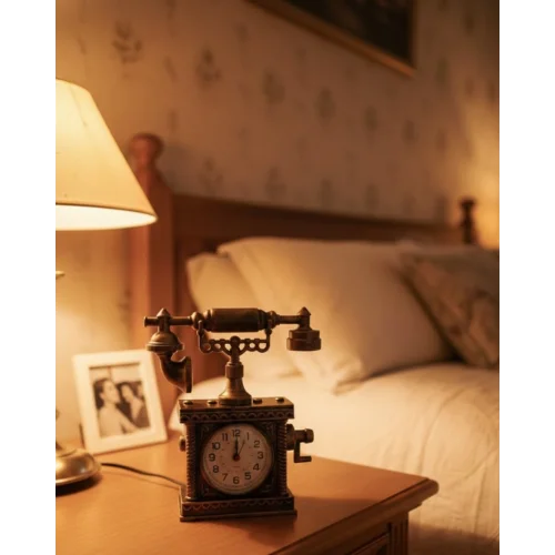 Mey İthalat® ZN8808B TELEFON ŞEKLİNDE ÇALAR SAAT BRONZ