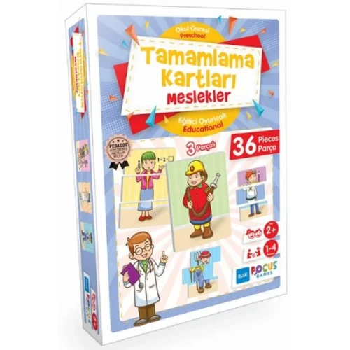 Blue Focus Tamamlama Kartları Meslekler - Eğitici Oyunlar 36 Parça
