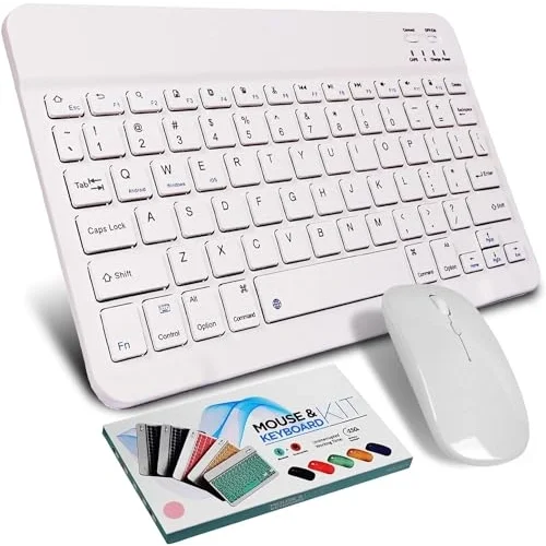 Bluetooth Ios Ipad Android Windows Uyumlu Klavye Mouse Seti - Sessiz - Şarjlı - Combo - Ultra İnce - Türkçe - Kablosuz Beyaz