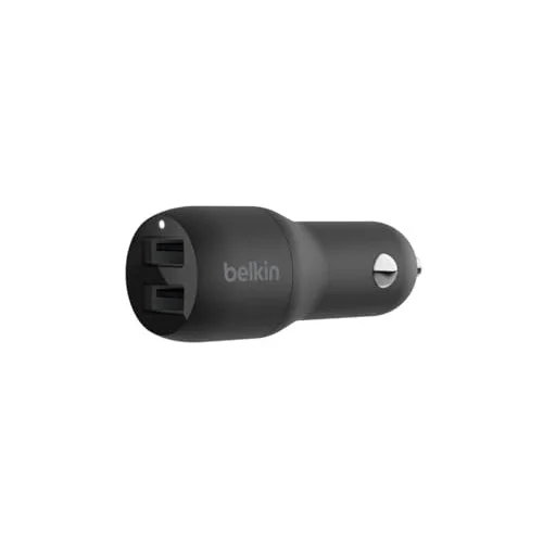 Boost Charge Çift Bağlantı Noktalı 24 W Araç Şarjı, iPhone ve Android telefon uyumlu, Siyah, CCB001btBK