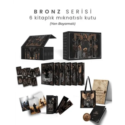 Bronz Serisi 6 Kitaplık Mıknatıslı Kutu - Yan Boyamalı (Ciltli)