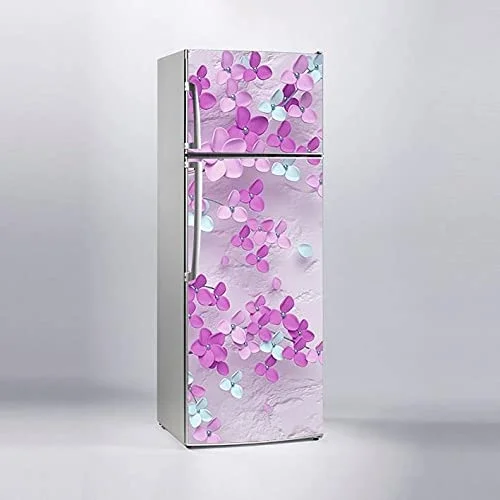 Buzdolabı Sticker Kaplama Dolap Kaplama Etiketi 3D Mor Ağaç