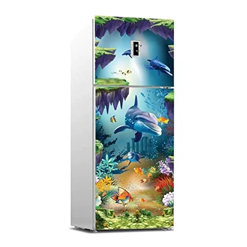 Buzdolabı Sticker Kaplama Dolap Kaplama Etiketi Okyanus Balıklar